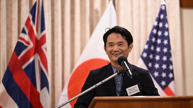 DCG Haruta delivering remarks for a toast